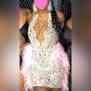 Rhinestones& Feathers Dress 💗